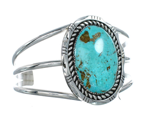 Genuine Navajo Kingman Turquoise Sterling Silver Cuff Bracelet NX11623