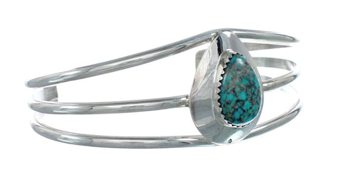 Native American Turquoise Sterling Silver Tear Drop Navajo Cuff Bracelet NX11627