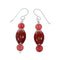 Navajo Carnelian Silver Bead Hook Dangle Earrings NX11648
