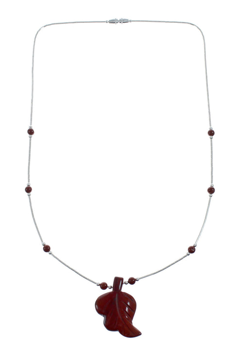 Native Red Jasper Sterling Silver Beaded Necklace NX11669