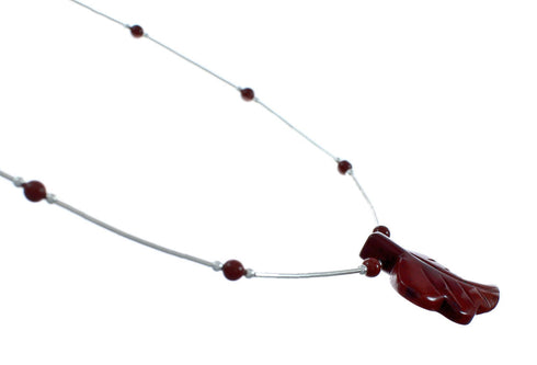 Native Red Jasper Sterling Silver Beaded Necklace NX11669