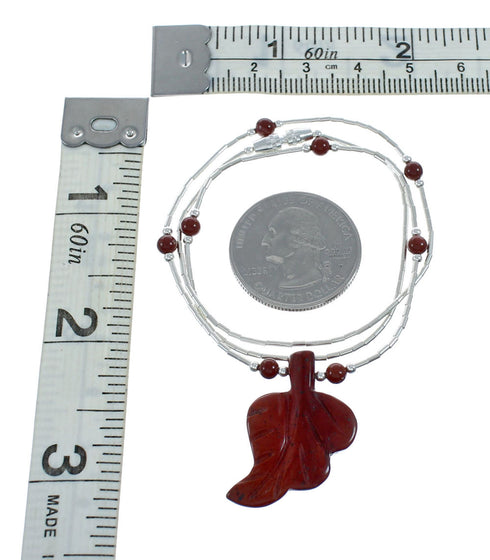 Native Red Jasper Sterling Silver Beaded Necklace NX11669