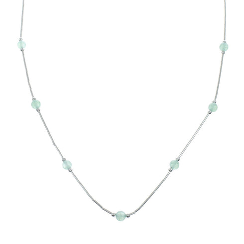 Green Jasper Sterling Silver Navajo Bead Necklace NX11664