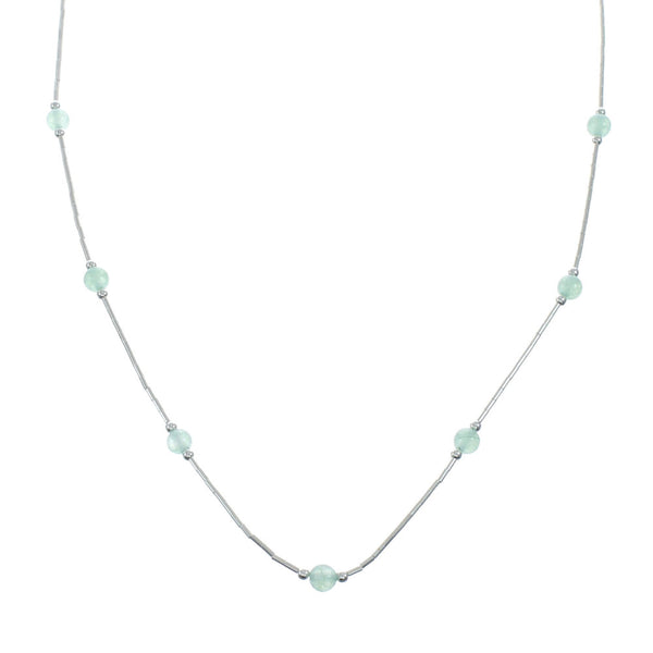 Green Jasper Sterling Silver Navajo Bead Necklace NX11664