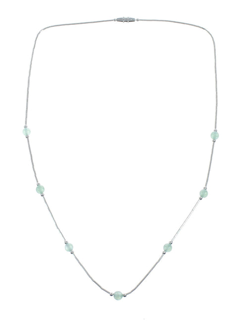 Green Jasper Sterling Silver Navajo Bead Necklace NX11664