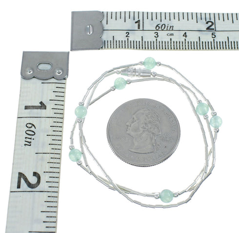 Green Jasper Sterling Silver Navajo Bead Necklace NX11664