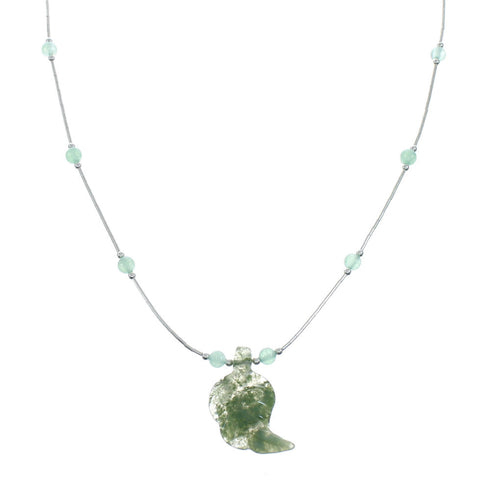 Jade Leaf Liquid Silver Southwest Bead Necklace NX11665