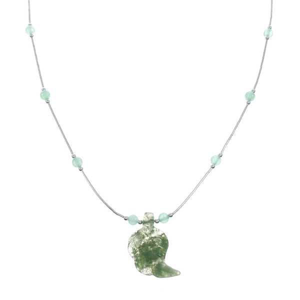 Jade Leaf Liquid Silver Southwest Bead Necklace NX11665