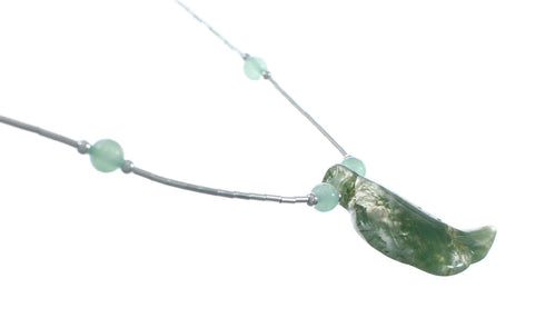 Jade Leaf Liquid Silver Southwest Bead Necklace NX11665