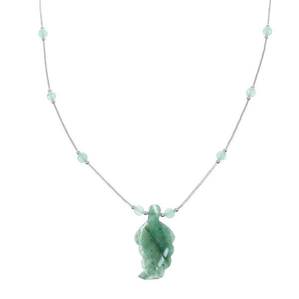 Jade Leaf Liquid Silver Southwest Bead Necklace NX11666