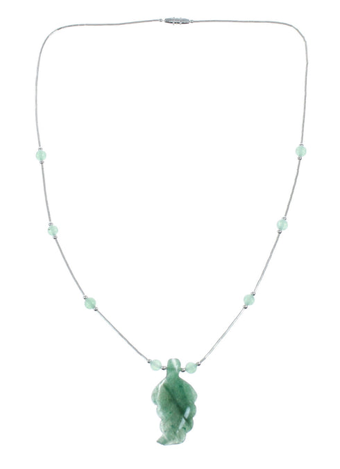 Jade Leaf Liquid Silver Southwest Bead Necklace NX11666