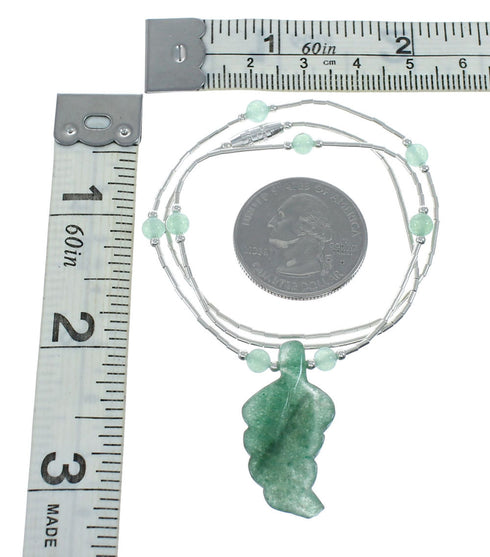 Jade Leaf Liquid Silver Southwest Bead Necklace NX11666