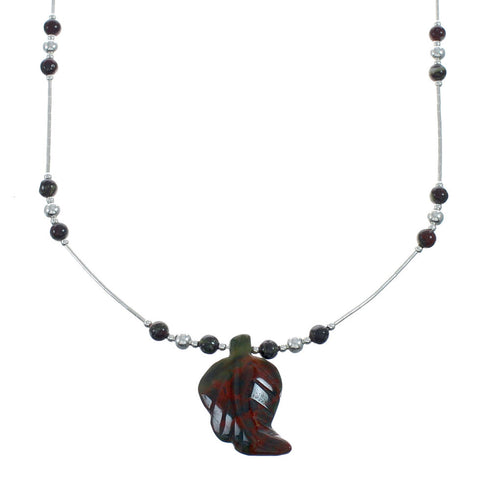 Dragon Blood Leaf Liquid Silver Southwest Bead Necklace NX11668