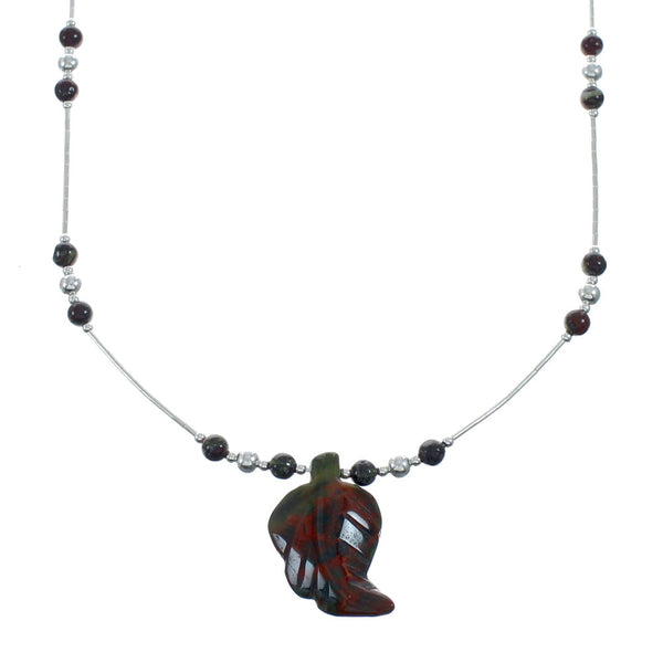 Dragon Blood Leaf Liquid Silver Southwest Bead Necklace NX11668