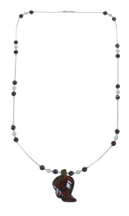 Dragon Blood Leaf Liquid Silver Southwest Bead Necklace NX11668