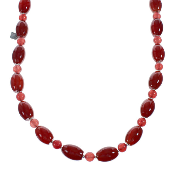 Carnelian Genuine Sterling Silver Navajo Bead Necklace NX11647