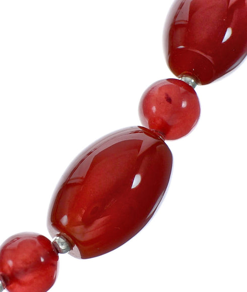 Carnelian Genuine Sterling Silver Navajo Bead Necklace NX11647