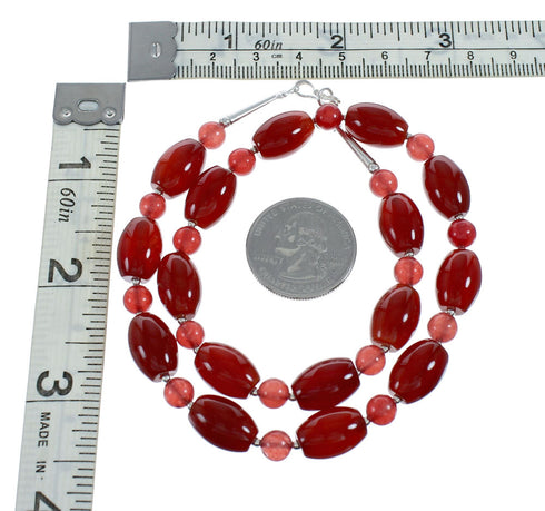 Carnelian Genuine Sterling Silver Navajo Bead Necklace NX11647