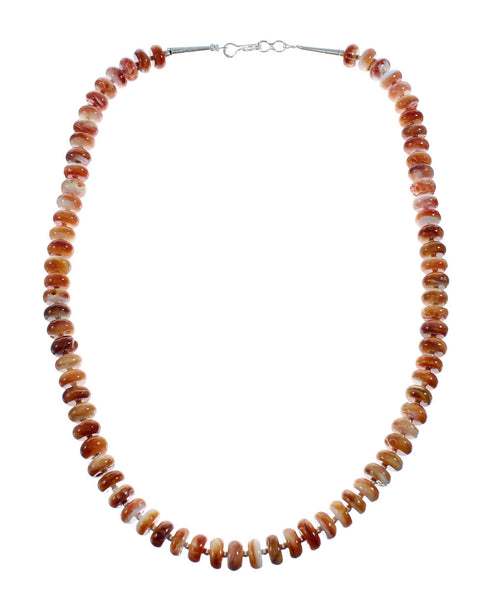 Native American Sterling Silver Oyster Shell Bead Necklace NX11653