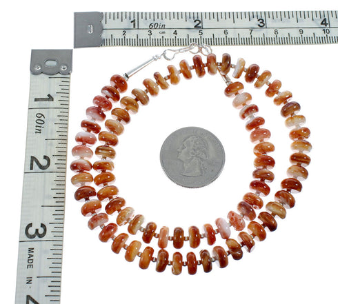 Native American Sterling Silver Oyster Shell Bead Necklace NX11653