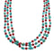 Navajo Kingman Turquoise And Coral Sterling Silver 3-Strand Bead Necklace NX11650