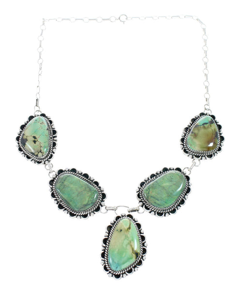 Authentic Navajo Sterling Silver Turquoise Link Necklace Earrings Set NX11657
