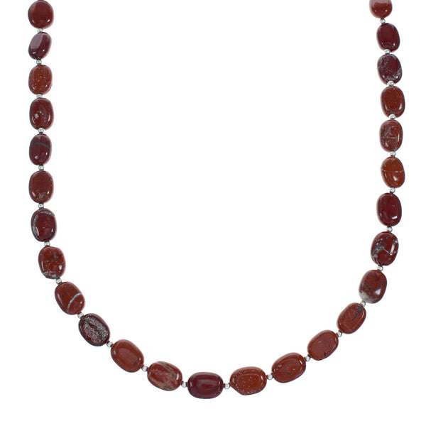 Southwest Sterling Silver Red Jasper Bead Necklace X11115
