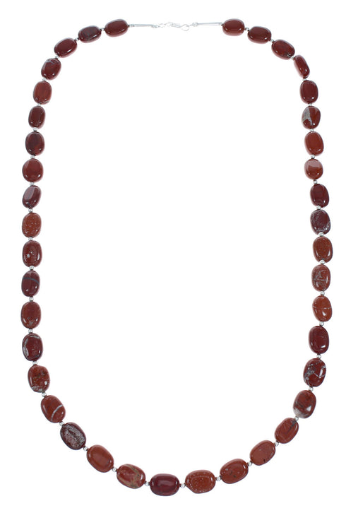 Southwest Sterling Silver Red Jasper Bead Necklace X11115