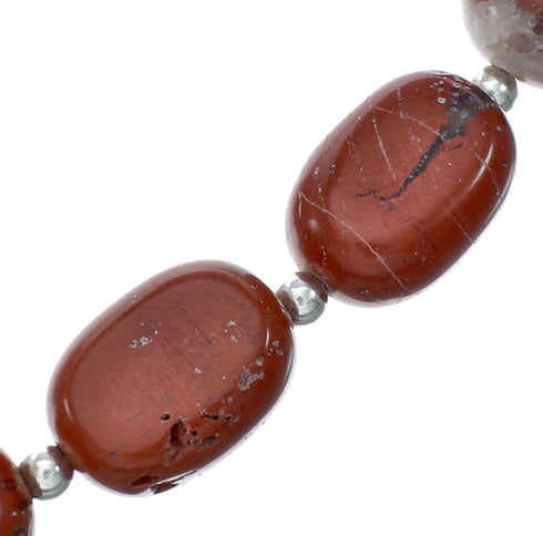 Southwest Sterling Silver Red Jasper Bead Necklace X11115