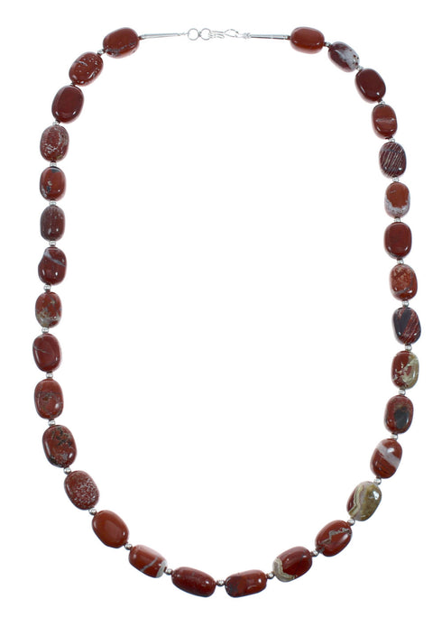 Southwest Sterling Silver Red Jasper Bead Necklace X11116
