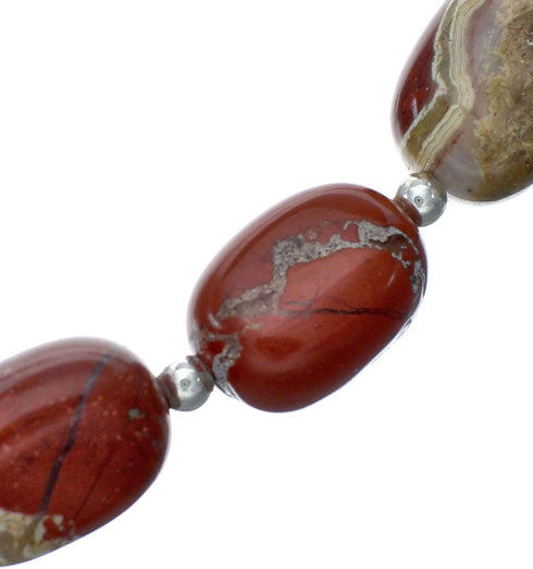 Southwest Sterling Silver Red Jasper Bead Necklace X11116