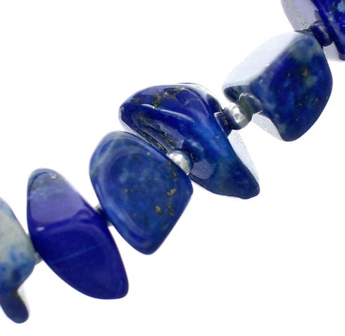 Navajo Authentic Sterling Silver Bead Lapis Necklace X11118