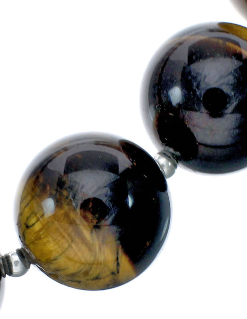 Genuine Sterling Silver And Tiger Eye Southwestern Bead Necklace X11119