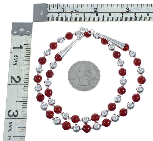 Native American Sterling Silver Coral Bead Necklace X11122