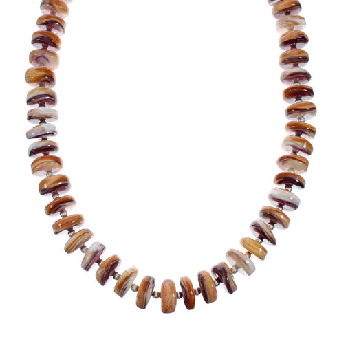 Native American Sterling Silver Oyster Shell Bead Necklace X11124