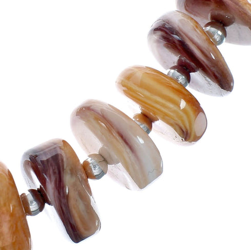 Native American Sterling Silver Oyster Shell Bead Necklace X11124