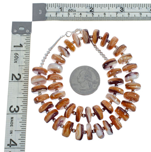 Native American Sterling Silver Oyster Shell Bead Necklace X11124