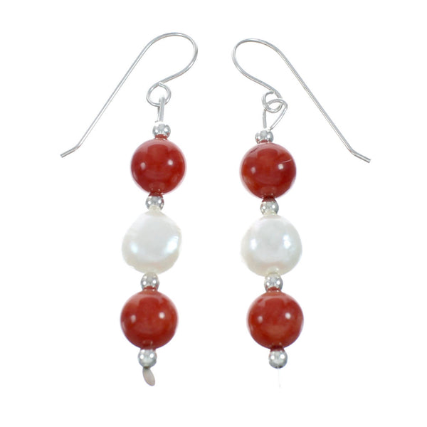 Genuine Sterling Silver Multicolor Bead Hook Dangle Earrings X11097