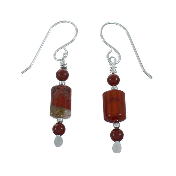 Native American Red Jasper Sterling Silver Bead Earrings X11098