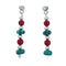 Navajo Turquoise And Coral Sterling Silver Bead Post Dangle Earrings X11107