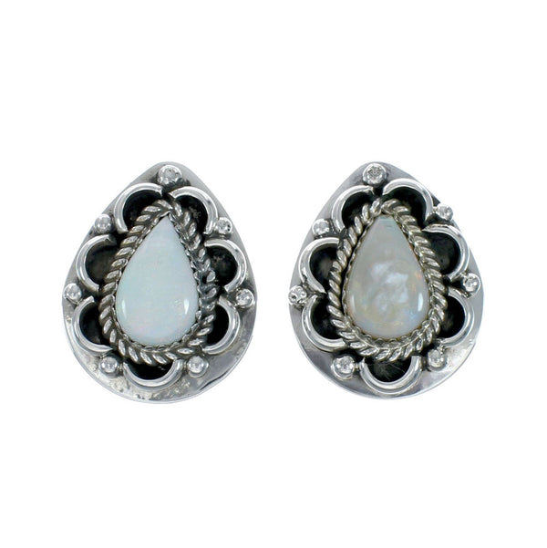 American Indian Sterling Silver Opal Tear Drop Post Stud Earrings X11114