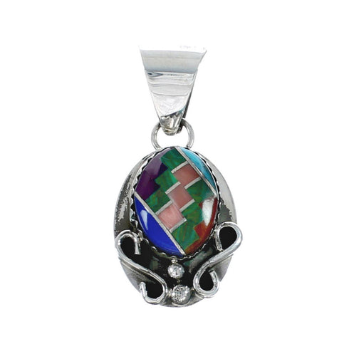 Native American Navajo Multicolor Inlay Pendant X11152