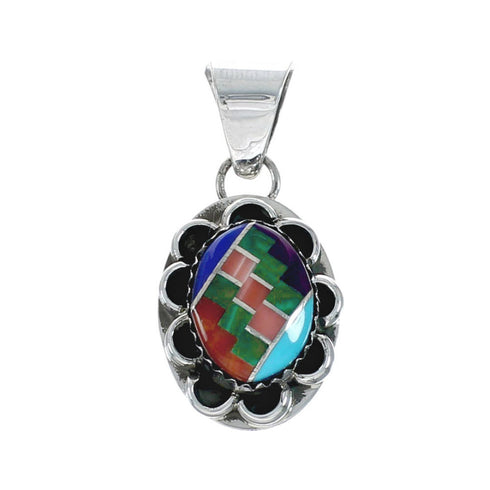 Native American Navajo Multicolor Inlay Pendant X11153