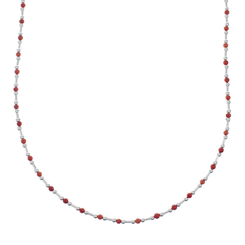 Coral Bead Liquid Sterling Silver Necklace X11159