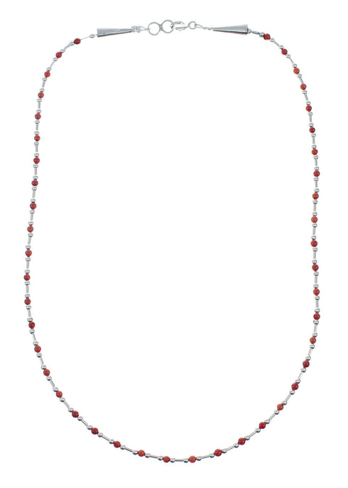Coral Bead Liquid Sterling Silver Necklace X11159