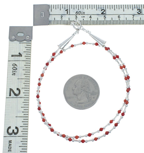 Coral Bead Liquid Sterling Silver Necklace X11159