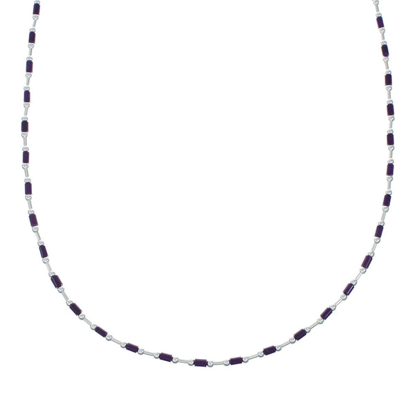 Sugilite Hand Strung Liquid Silver Necklace X11160