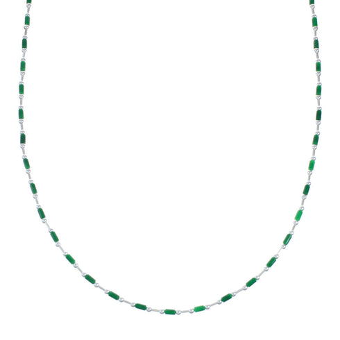 Hand Strung Liquid Silver Malachite Necklace X11161