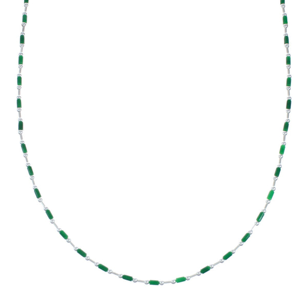 Hand Strung Liquid Silver Malachite Necklace X11161