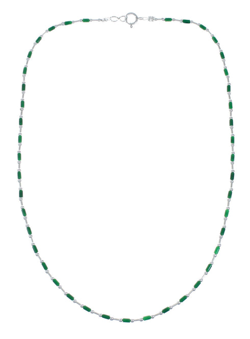 Hand Strung Liquid Silver Malachite Necklace X11161